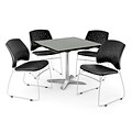 OFM 36 Square Flip-Top Gray Nebula Table With 4 Chairs, Black