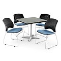 OFM 36 Square Flip-Top Gray Nebula Table With 4 Chairs, Cornflower Blue