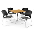 OFM 36 Square Multi-Purpose Oak Table With 4 Chairs, Gray