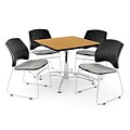 OFM 36 Square Multi-Purpose Oak Table With 4 Chairs, Putty