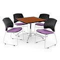 OFM 36 Square Multi-Purpose Cherry Table With 4 Chairs, Plum