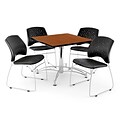 OFM 36 Square Multi-Purpose Cherry Table With 4 Chairs, Black