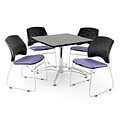 OFM 42 Square Multi-Purpose Gray Nebula Table With 4 Chairs, Lavender