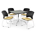 OFM 36 Square Multi-Purpose Gray Nebula Table With 4 Chairs, Golden Flax