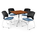OFM 36 Square Multi-Purpose Cherry Table With 4 Chairs, Cornflower Blue