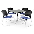 OFM 42 Square Multi-Purpose Gray Nebula Table With 4 Chairs, Colonial Blue