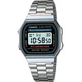Casio® A168W-1 Mens Classic Digital Electro Luminescence Bracelet Wrist Watch, Silver
