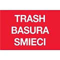 Tape Logic 2 x 3 TRASH/BASURA/SMIECI Inventory Label, Red, 500/Roll