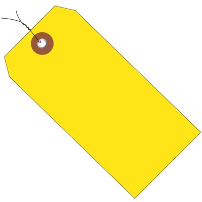 Partners Brand Box Pre-Wired Plastic Shipping Tags, #8, 6 1/4 x 3 1/8, Yellow, 100/Carton (G26059W