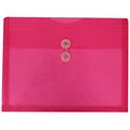 JAM Paper® Plastic Envelopes with Button and String Tie Closure, Letter Booklet, 9.75 x 13, Fuchsia