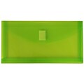 JAM Paper® #10 Plastic Envelopes with Hook & Loop Closure, 1 Expansion, 5.25 x 10, Lime Green Pol