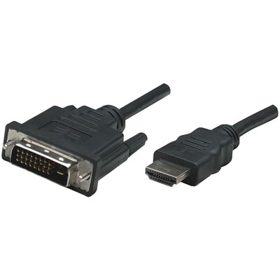 Manhattan 6' 19-Pin HDMI to DVI-D 24+1 Cable, Black (ICI372503)
