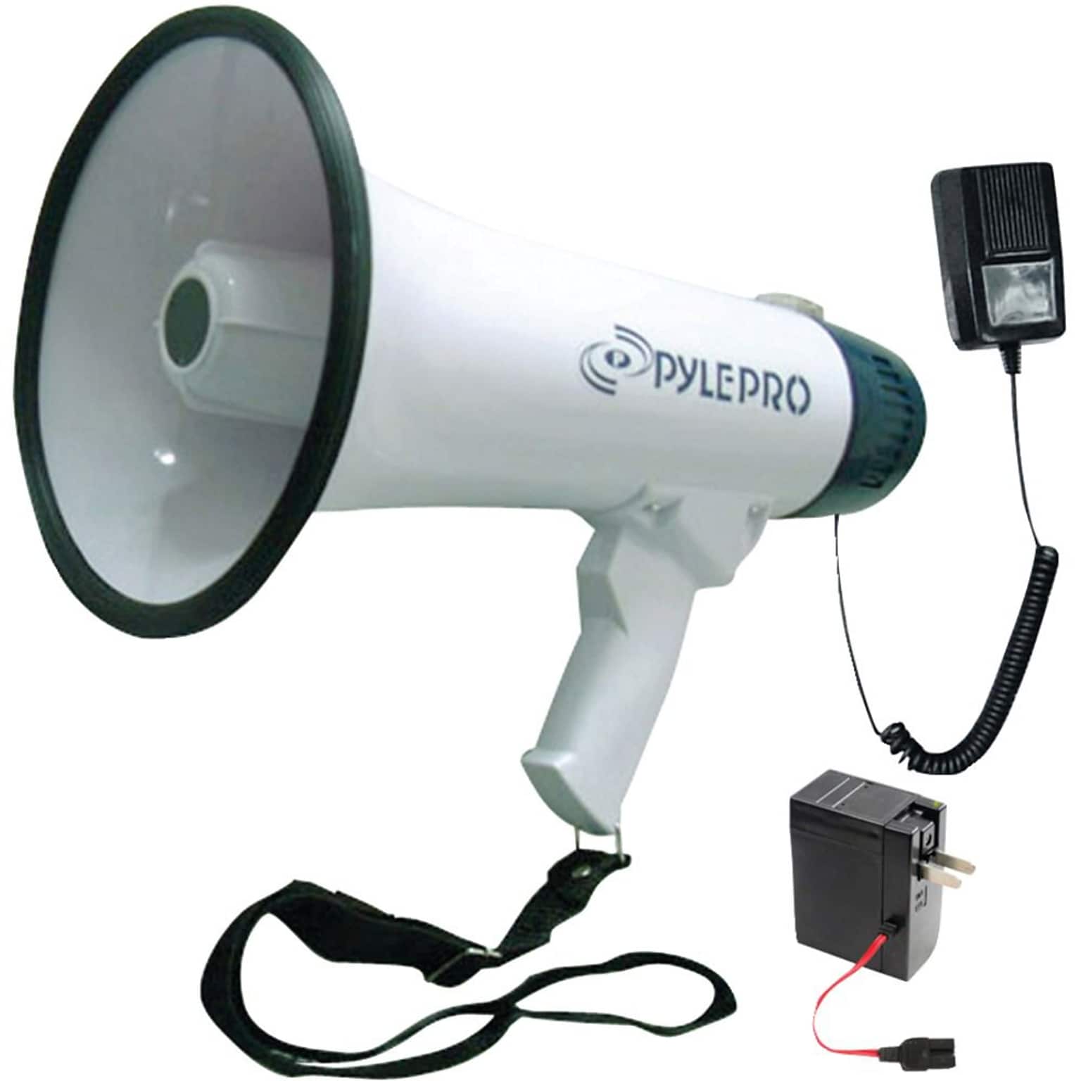Pyle Pro PMP45R Professional Dynamic Megaphone With Recording Function/Microphone, 40-Watts, White