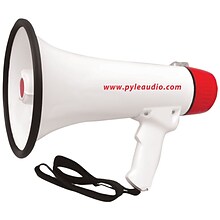 Pyle Pro PMP48IR 40 W Professional Rechargeable Batteries Megaphone with Siren and Aux In; White