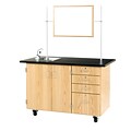 DWI Oak Wood Demonstration Center with Sink and Fixtures 36H x 54W x 30D