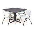 Regency Seating Gray Lunchroom Table 42 Laminate Top & Metal X Base with 4 Gray M Stack Chairs