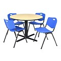 Regency Seating Lunchroom Table 36 Laminate/Metal with 4 Blue M Stack Chairs