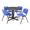 Regency Seating Gray Lunchroom Table 36 Laminate/Metal with 4 Blue M Stack Chairs
