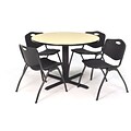 Regency Seating Maple Lunchroom Table 36 Laminate/Metal with 4 Black M Stack Chairs