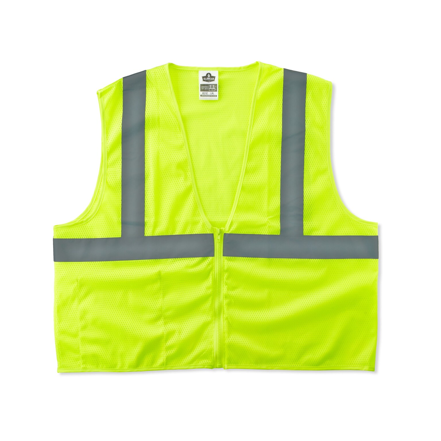 Ergodyne GloWear 8210Z High Visibility Sleeveless Safety Vest, ANSI Class R2, Small/Medium, Lime (21053)