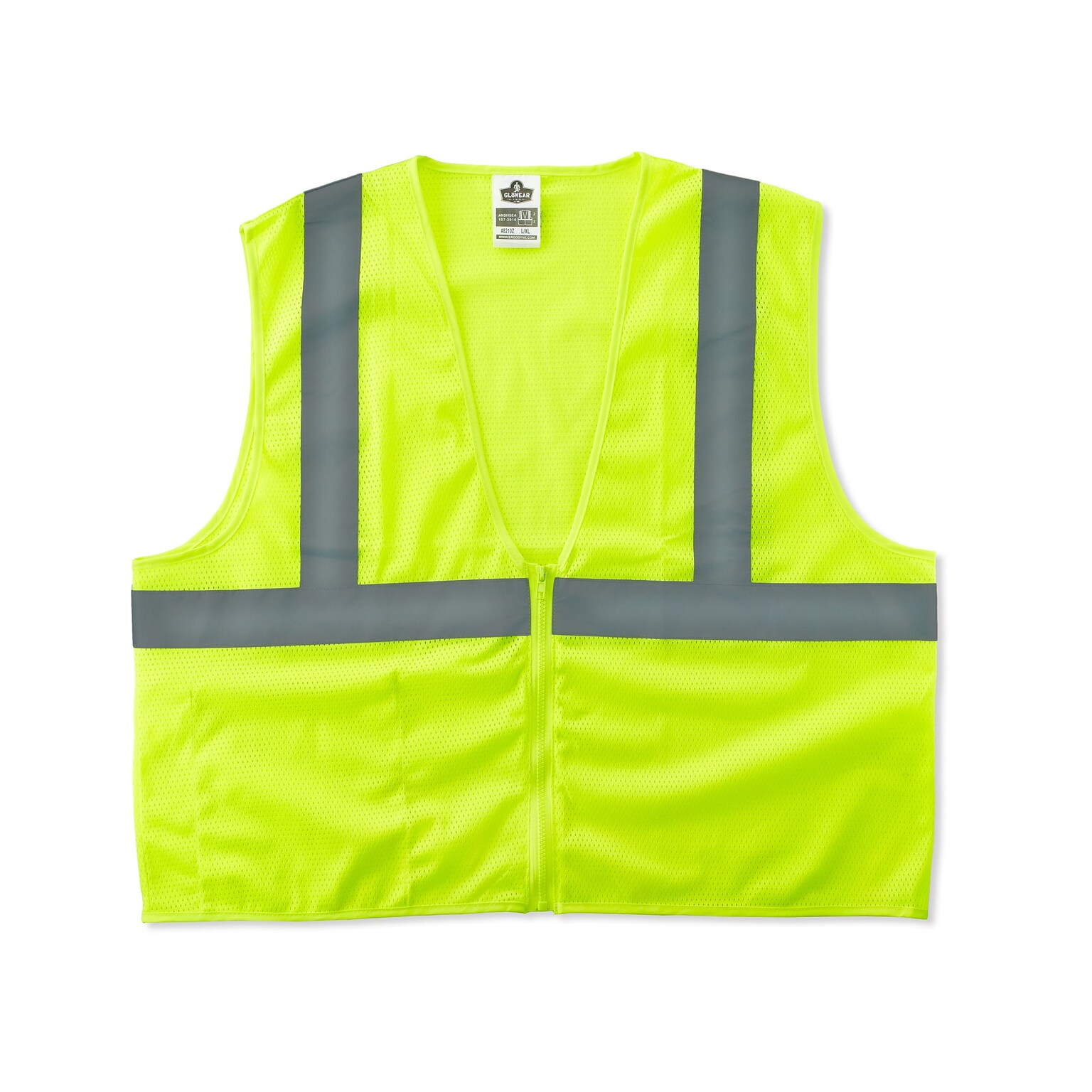 Ergodyne GloWear 8210Z High Visibility Sleeveless Safety Vest, ANSI Class R2, 2XL/3XL, Lime (21057)