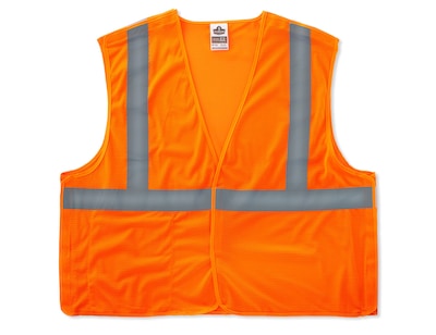 Ergodyne GloWear 8215BA High Visibility Sleeveless Safety Vest, ANSI Class R2, Orange, 4XL/5XL (2106