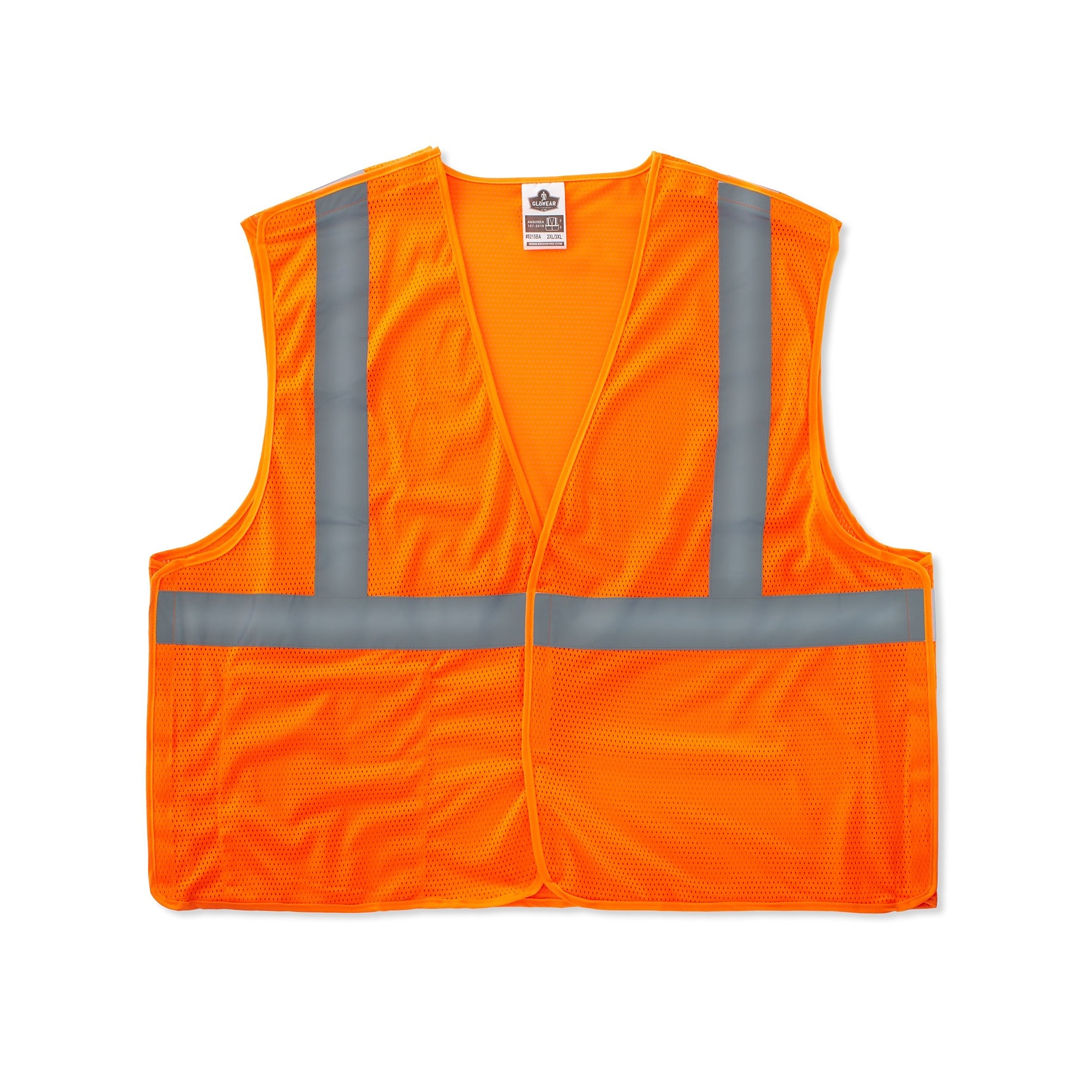 Ergodyne GloWear 8215BA High Visibility Sleeveless Safety Vest, ANSI Class R2, Orange, 4XL/5XL (21069)