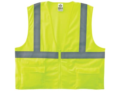 Ergodyne GloWear 8225Z High Visibility Sleeveless Safety Vest, ANSI Class R2, Lime, S/M (21163)
