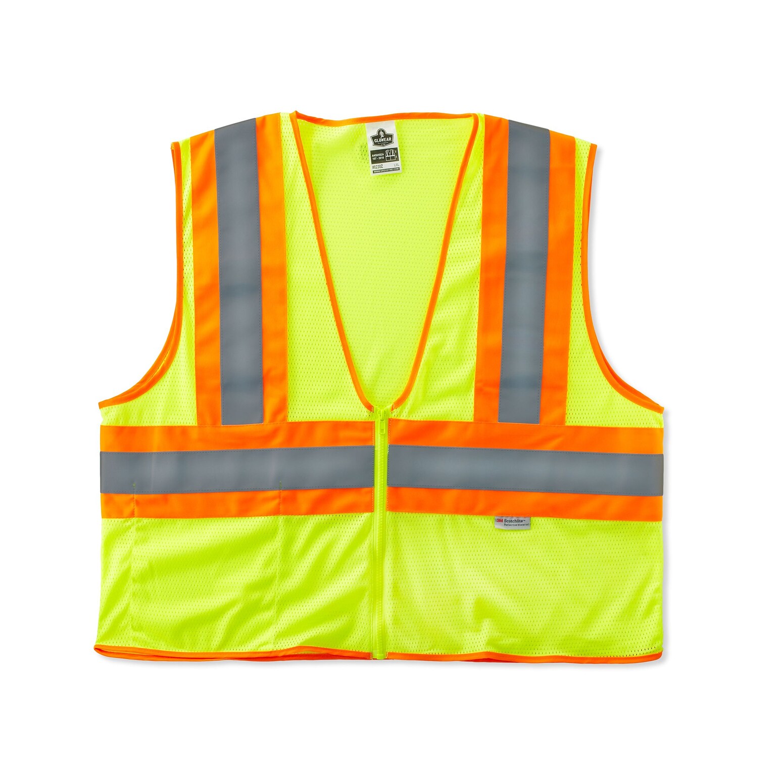 Ergodyne GloWear 8230Z Two-Tone Vest, ANSI Class R2, Small/Medium, Lime