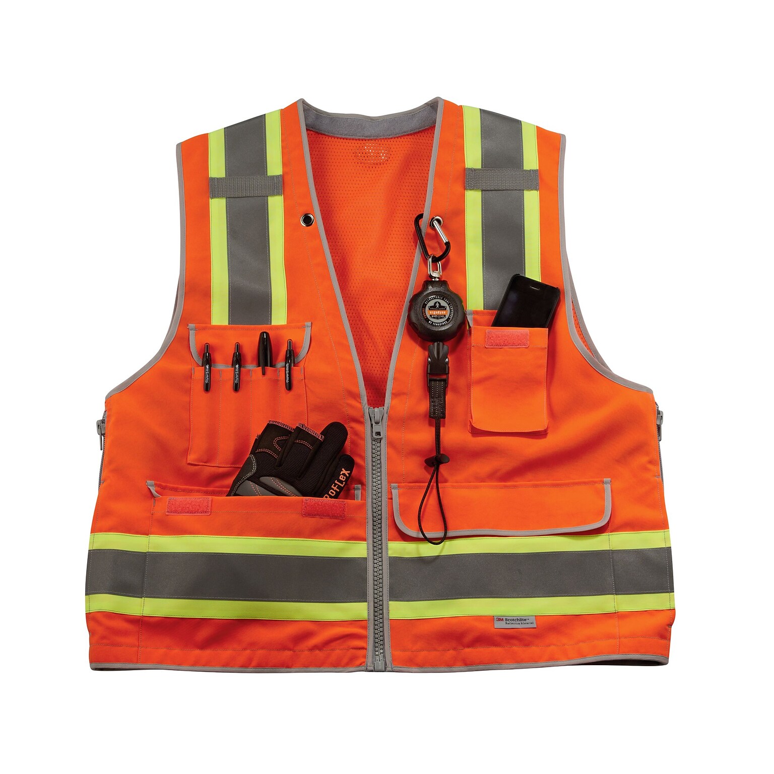 Ergodyne GloWear 8254Z High Visibility Sleeveless Safety Vest, ANSI Class R2, Orange, 4XL/5XL (21459)