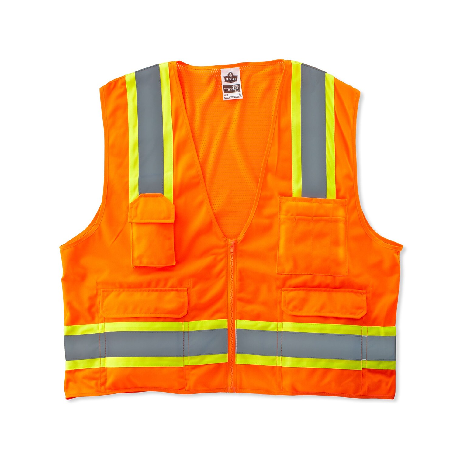 Ergodyne GloWear 8248Z High Visibility Sleeveless Safety Vest, ANSI Class R2, Orange, Large (24065)