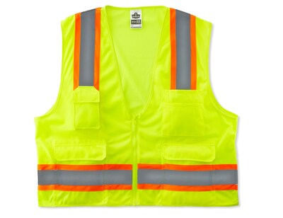 Ergodyne GloWear 8248Z High Visibility Sleeveless Safety Vest, ANSI Class R2, Lime, 2XL/3XL (24077)