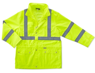 Ergodyne GloWear 8365 High Visibility Rain Jacket, ANSI Class R3, Lime, XL