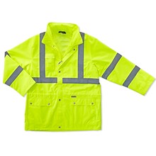 Ergodyne GloWear 8365 High Visibility Rain Jacket, ANSI Class R3, Lime, XL