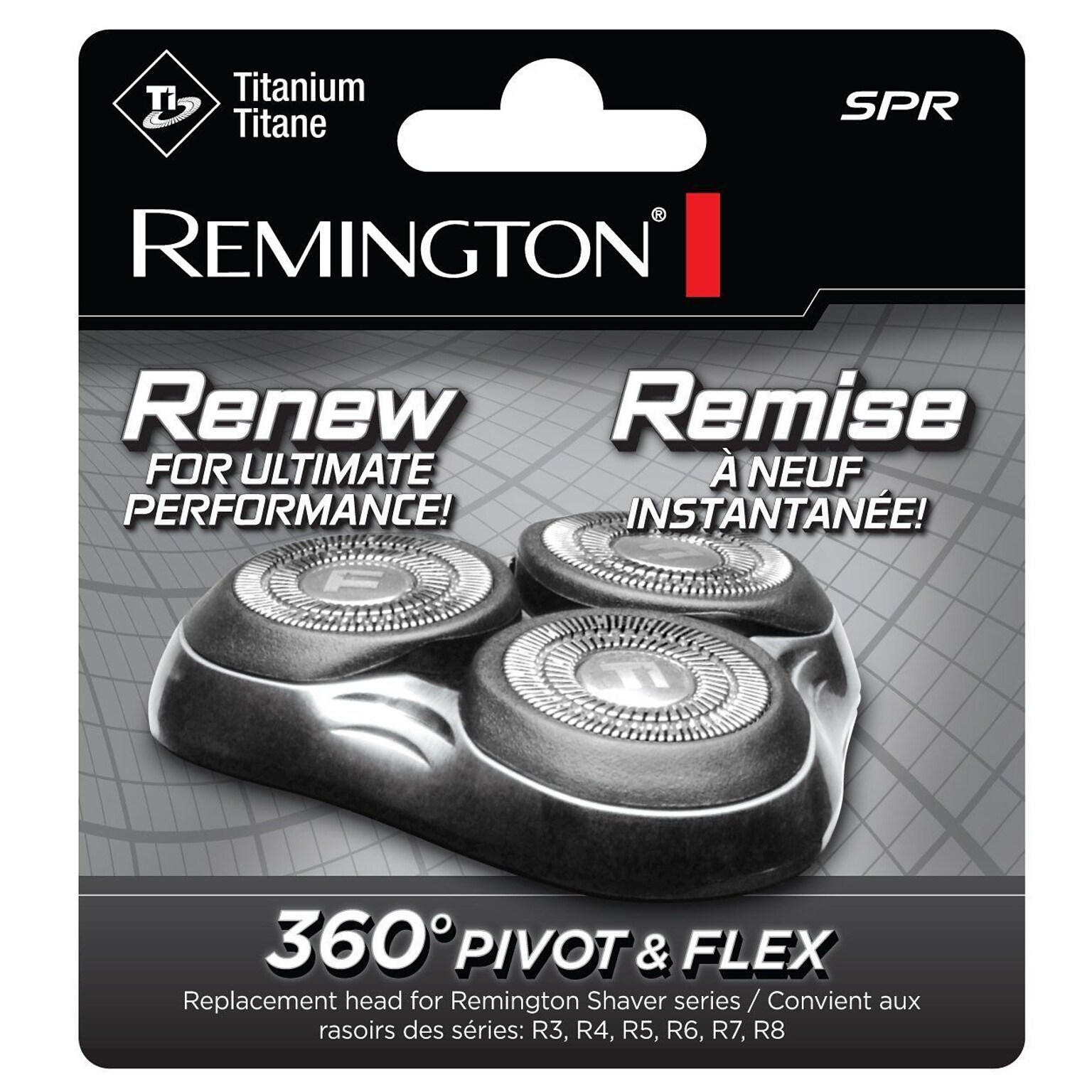Remington® Replacement Head and Cutter Assembly For 360 Pivot & Flex Rotary Shavers; Chrome