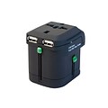 I/O Magic 2.5 World Travel Outlet Adapter With 2 USB Port; Black