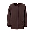 Addison AVE.™ Unisex Hidden Snap Warmup Scrub Jacket, Chocolate, XL