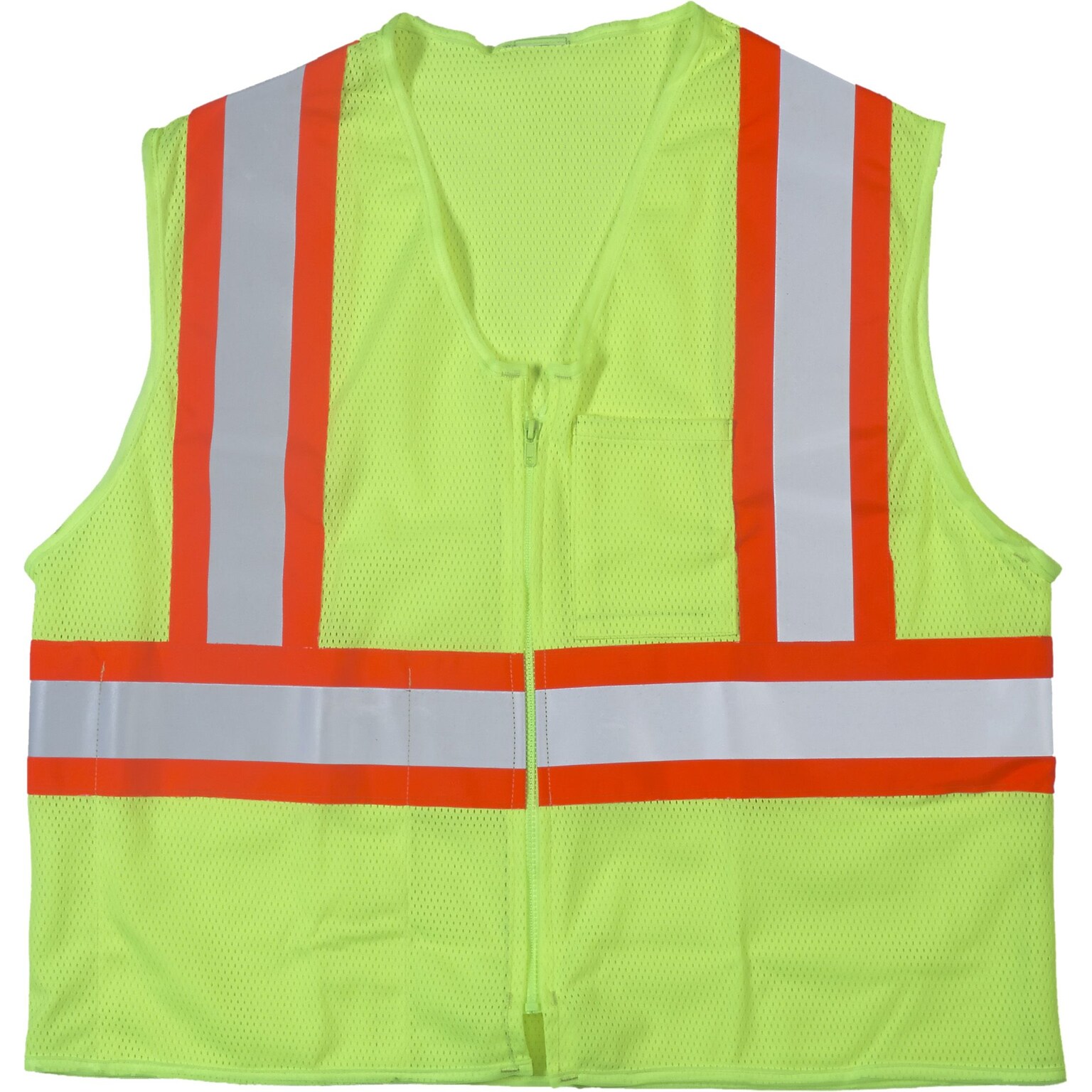 Mutual Industries High Visibility Sleeveless Safety Vest, ANSI Class R2, Lime, Large (16376-0-3)