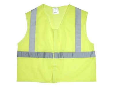 Mutual Industries High Visibility Sleeveless Safety Vest, ANSI Class R2, Lime, Large (20025-0-103)