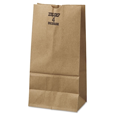 Duro 5 x 3-1/3 x 9-3/4 Extra Heavy Duty Kraft Paper Grocery Bags; 500/Pack