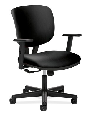 HON Volt Low-Back Leather Task Chair, Adjustable Arms, Black (H5701AGA10PRU)
