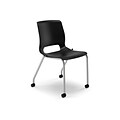 HON Motivate Stacking Chair, Onyx Shell, Textured Platinum Frame, 2 per Carton