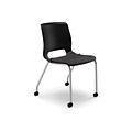 HON Motivate Stacking Chair, Onyx Shell, Textured Platinum Frame, Black Fabric, 2 per Carton