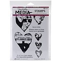 Tim Holtz® Ranger 6 x 9 Media Cling Rubber Stamp, Collaged Hearts
