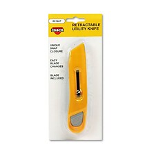 Cosco® Plastic/Steel Retractable Blade Utility Knife With Snap Closure, Yellow