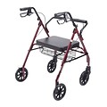 Drive Medical Heavy Duty Bariatric Rollator Rolling Walker with Large Padded Seat Red (10215RD-1)