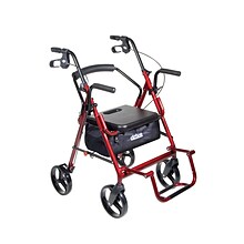 Drive Medical Duet Dual Function Transport Wheelchair Rollator Rolling Walker Burgundy (795BU)