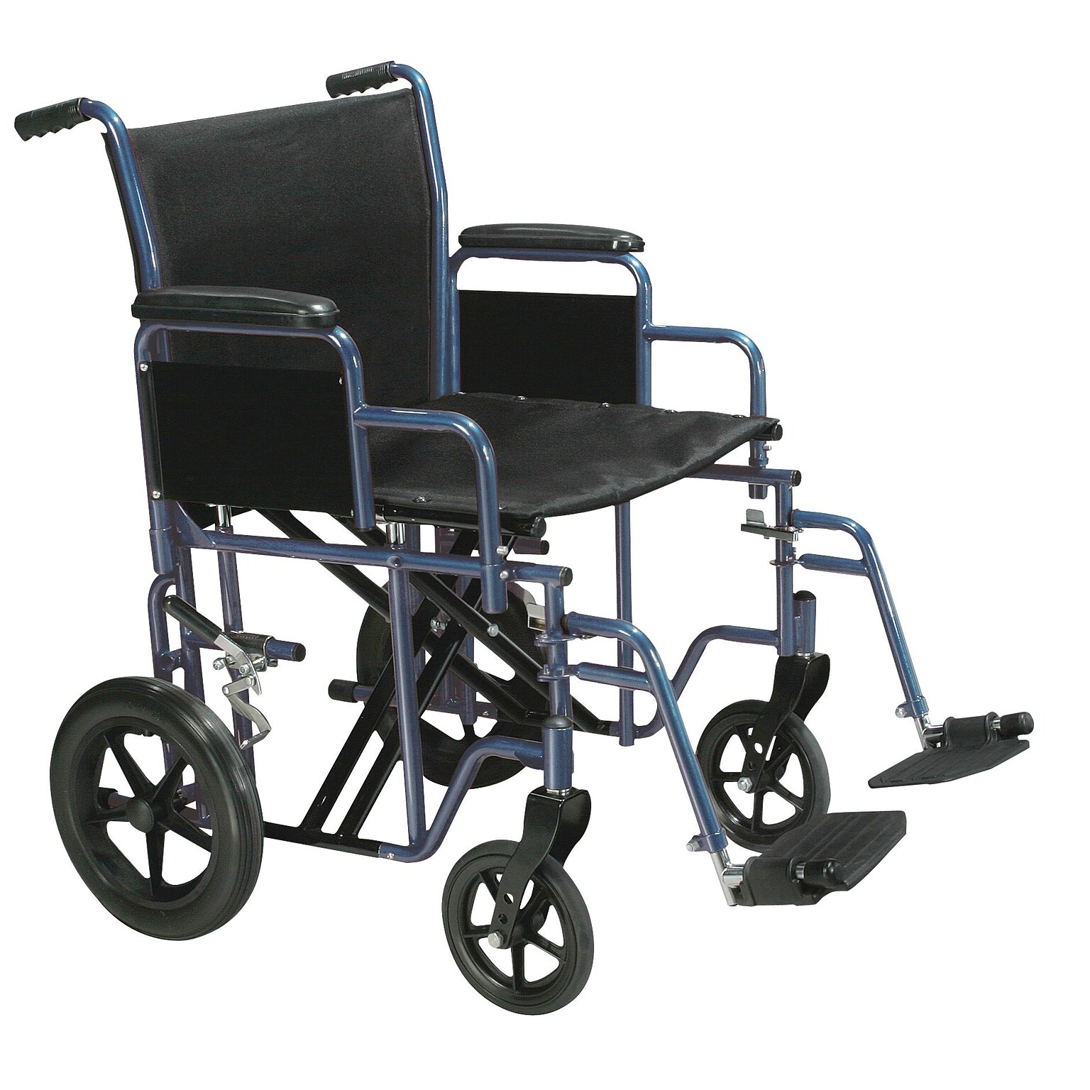 Drive Medical Bariatric Heavy Duty Transport Wheelchair with Swing Away Footrest 22 Seat Blue (BTR22-B)