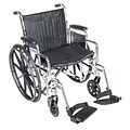 Drive Medical Chrome Sport Wheelchair, Detach Desk Arm, Footrest, 20