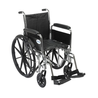 Drive Medical Chrome Sport Wheelchair, Detach Full Arm, Footrest, 16